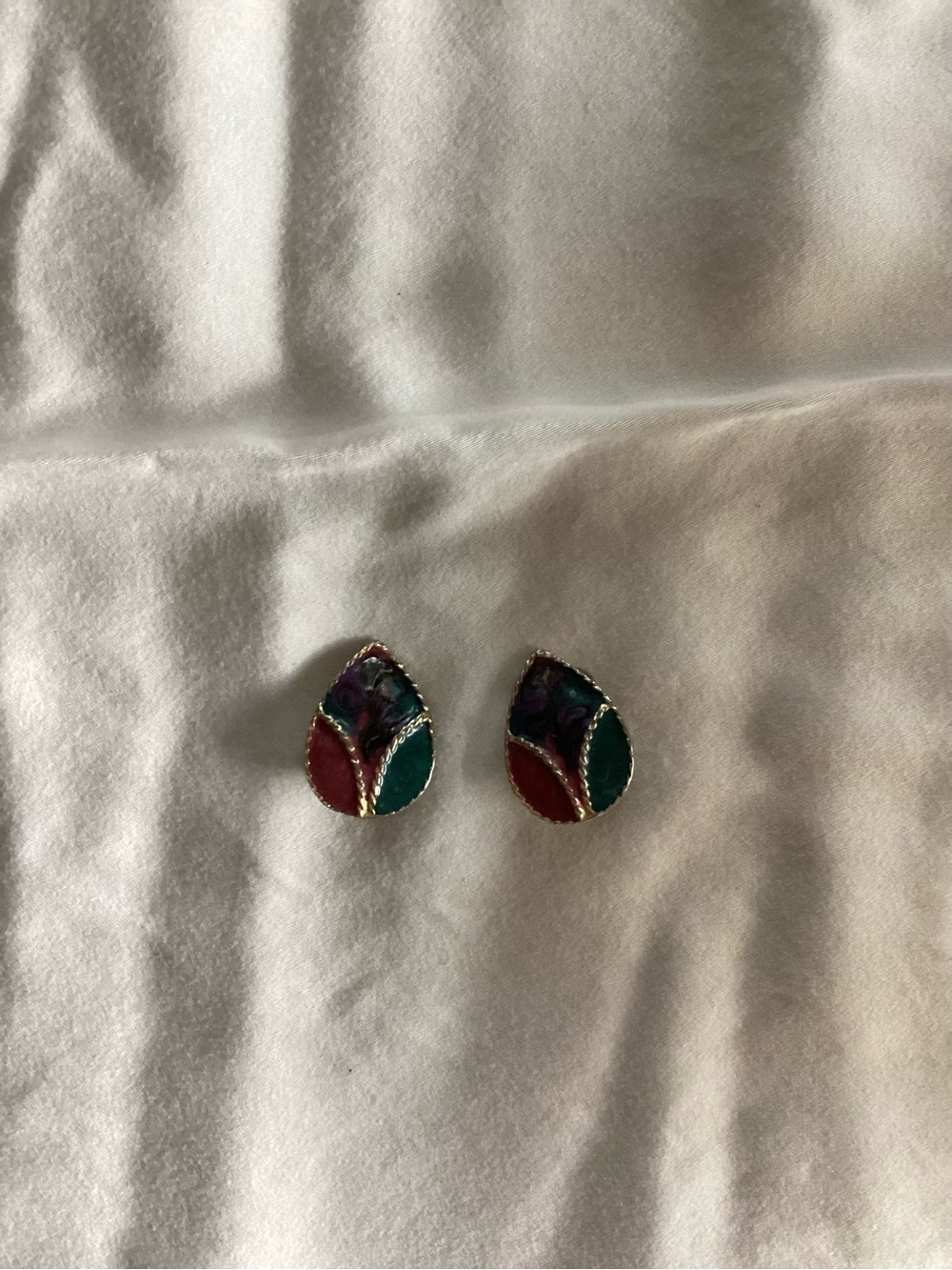 Teardrop Multicolor Enamel Stud Earrings - Women's Jewelry